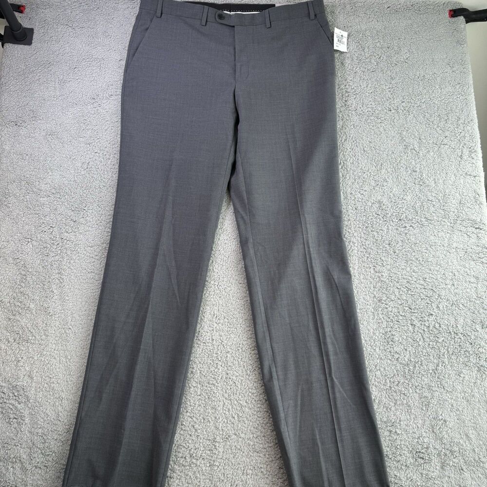 John Varvatos USA Pants Mens‎ 38 Gray Wool Blend Dress Slacks Unhemmed NWT